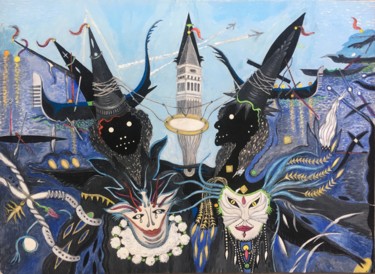 Schilderij getiteld "Carnevale di Venezi…" door Zlatko Hadji Pecov, Origineel Kunstwerk, Acryl
