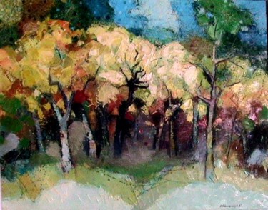 Картина под названием "Пейзаж с дървета" - Ivan Hadjidimitrov, Подлинное произведение искусства