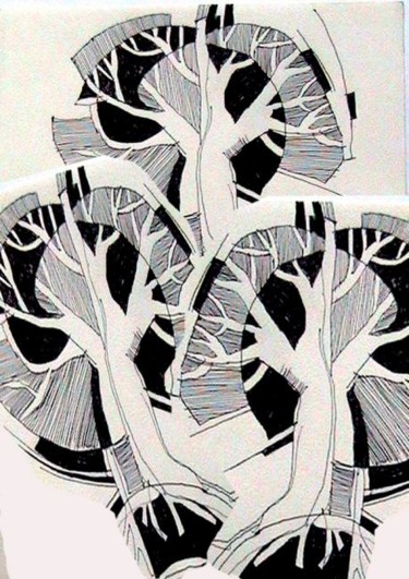 Рисунок под названием "Дървета" - Ivan Hadjidimitrov, Подлинное произведение искусства