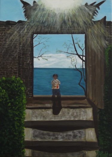 Pintura intitulada "La porte de l'espér…" por Hadrien Lapouyade, Obras de arte originais, Óleo