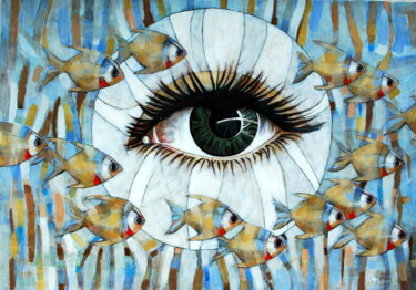 Malerei mit dem Titel "Self-inspection" von Hadzi Natalija Milutinovic, Original-Kunstwerk, Acryl