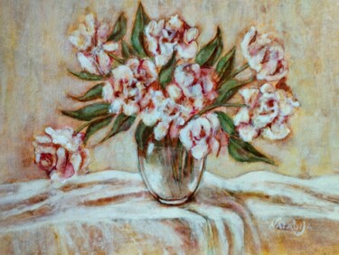 Картина под названием "Pink flowers" - Hadzi Natalija Milutinovic, Подлинное произведение искусства, Акрил