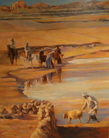 Painting titled "NOMADAS" by Hafida El Oumlouki Shaïmi, Original Artwork, Oil
