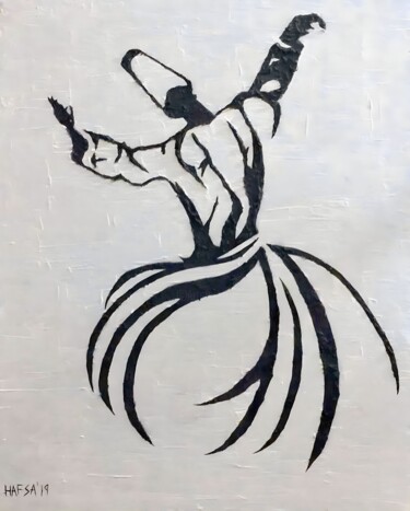 Картина под названием "Mystical Whirls" - Hafsa Khan, Подлинное произведение искусства, Масло Установлен на Деревянная рама…