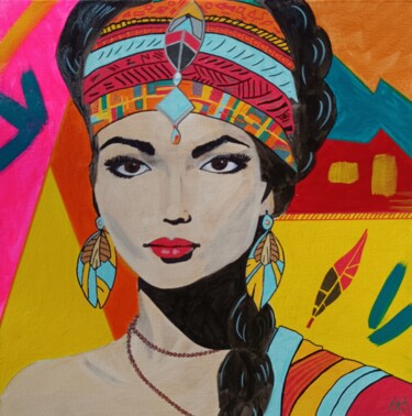 Painting titled "Chenoa" by Hah, Original Artwork, Acrylic Mounted on Wood Stretcher frame