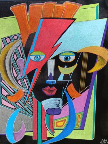 Pintura titulada "David Bowie" por Hah, Obra de arte original, Acrílico Montado en Bastidor de camilla de madera