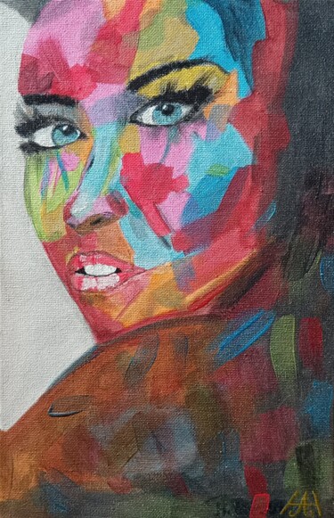 Painting titled "Carmen" by Hah, Original Artwork, Acrylic Mounted on Wood Stretcher frame