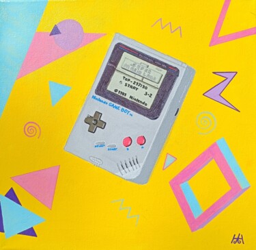 Painting titled "GameBoy" by Hah, Original Artwork, Acrylic Mounted on Wood Stretcher frame