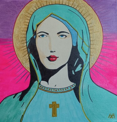Painting titled "Marie" by Hah, Original Artwork, Acrylic Mounted on Wood Stretcher frame