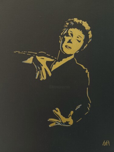 Painting titled "Edith Piaf" by Hah, Original Artwork, Acrylic Mounted on Wood Stretcher frame