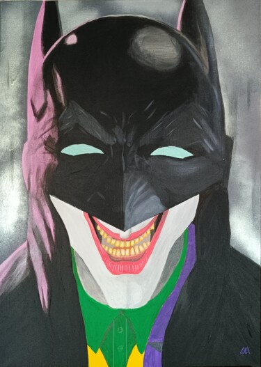 Painting titled "Joker" by Hah, Original Artwork, Acrylic Mounted on Wood Stretcher frame