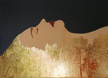 Картина под названием "Elle d'or" - Hah, Подлинное произведение искусства, Акрил Установлен на Деревянная рама для носилок