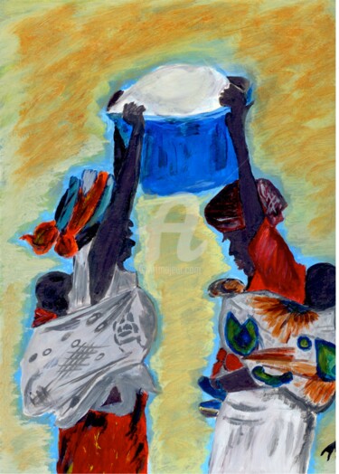 Peinture intitulée "Afrodames" par Hahembai, Œuvre d'art originale, Acrylique