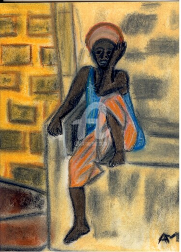 Pintura titulada "Afroseule" por Hahembai, Obra de arte original, Pastel