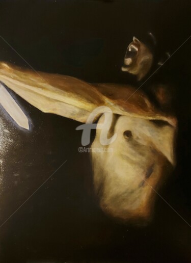 Painting titled "Le suicide, un crim…" by Haiem Moise, Original Artwork, Oil Mounted on Wood Stretcher frame