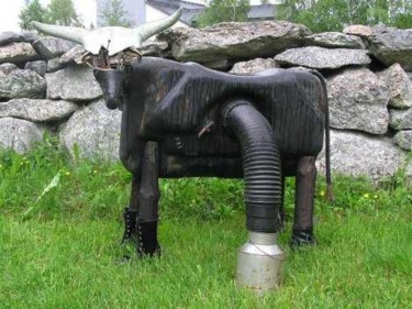 Sculpture titled "gas tank cow" by Haje Holmström, Original Artwork