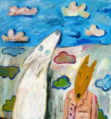 Painting titled "dog heaven" by Haje Holmström, Original Artwork