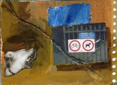 Painting titled "prohibited dog" by Haje Holmström, Original Artwork