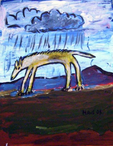 Painting titled "rain dog" by Haje Holmström, Original Artwork