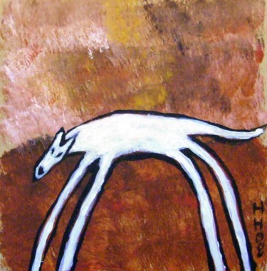 Painting titled "white dog" by Haje Holmström, Original Artwork