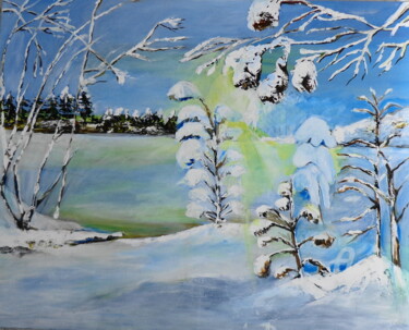 Painting titled "neige" by Hajer Aloui, Original Artwork, Acrylic