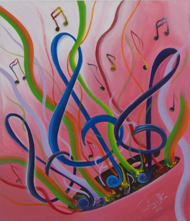 Peinture intitulée "Mélodie.." par Hajer Triki, Œuvre d'art originale, Acrylique