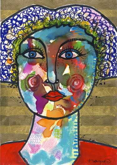 绘画 标题为“WOMAN 06” 由Miroslaw Hajnos, 原创艺术品, 丙烯 安装在纸板上