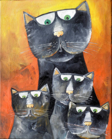 Malarstwo zatytułowany „CATS I” autorstwa Miroslaw Hajnos, Oryginalna praca