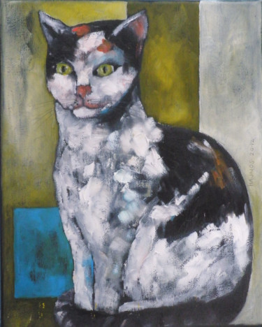 Malarstwo zatytułowany „CAT XII” autorstwa Miroslaw Hajnos, Oryginalna praca, Olej