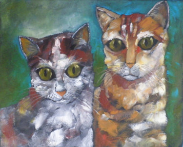 Картина под названием "CATS VIII" - Miroslaw Hajnos, Подлинное произведение искусства