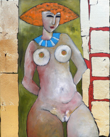 Malerei mit dem Titel "WOMAN XXI" von Miroslaw Hajnos, Original-Kunstwerk, Öl