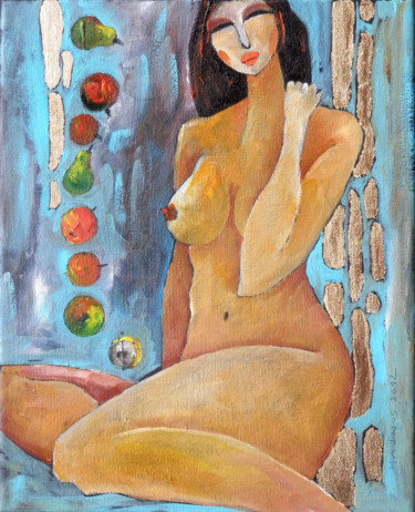 Malerei mit dem Titel "WOMAN XXV" von Miroslaw Hajnos, Original-Kunstwerk, Öl