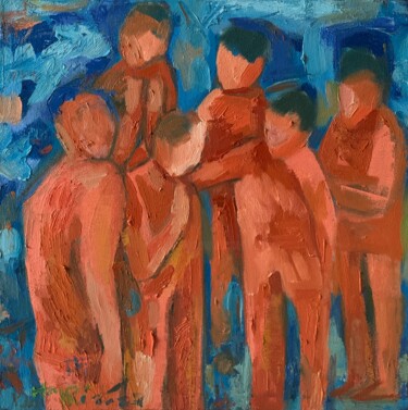 Painting titled "Empathy" by Hajrian Syah, Original Artwork, Oil Mounted on Wood Stretcher frame