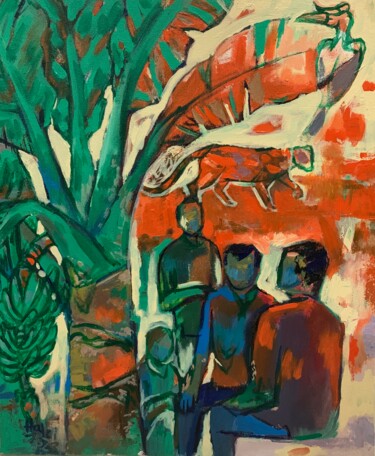 Peinture intitulée "Intergenerational S…" par Hajrian Syah, Œuvre d'art originale, Acrylique Monté sur Châssis en bois