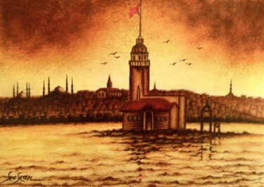 Dessin intitulée "Turkey/İSTANBUL/Kız…" par Hakan Art, Œuvre d'art originale, Pastel