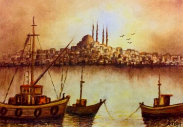 Dessin intitulée "Turkey/İstanbul-1" par Hakan Art, Œuvre d'art originale, Pastel
