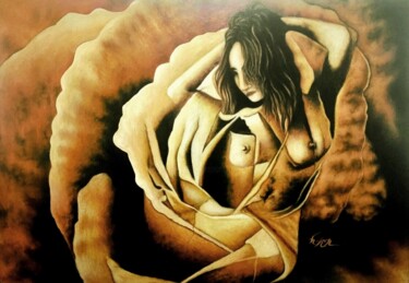Painting titled "WOMAN-3" by Hakan Art, Original Artwork, Oil