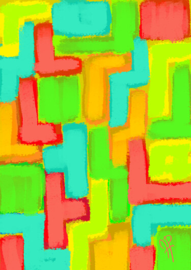 Digitale Kunst mit dem Titel "Tetris" von Hakan Portakal, Original-Kunstwerk, Digitale Malerei