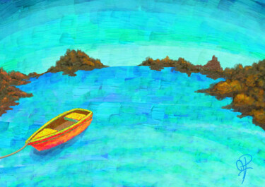 Digitale Kunst mit dem Titel "Bateau En Rade" von Hakan Portakal, Original-Kunstwerk, Digitale Malerei