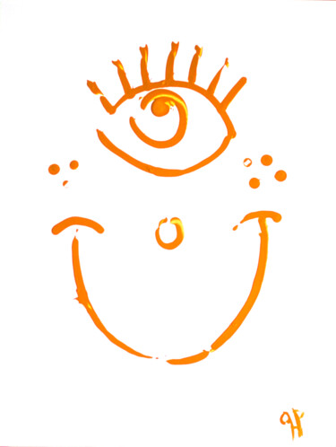 Desenho intitulada "Smiley Orange" por Hakan Portakal, Obras de arte originais, Acrílico