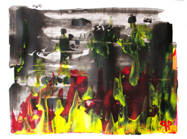 Malerei mit dem Titel "Spontané / Noir" von Hakan Portakal, Original-Kunstwerk, Acryl