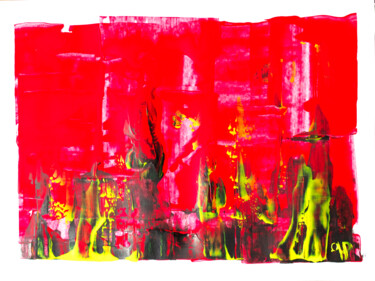 Peinture intitulée "Spontané / Rouge" par Hakan Portakal, Œuvre d'art originale, Acrylique