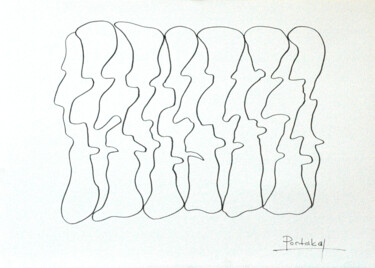 Disegno intitolato "Dessin N° 016" da Hakan Portakal, Opera d'arte originale, Pennarello