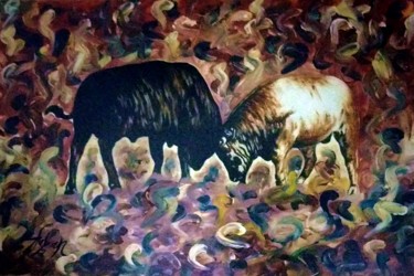 Pittura intitolato "bulls" da Hakan Gurell, Opera d'arte originale, Acrilico