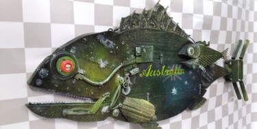 Скульптура под названием "Fish №2" - Hakaro, Подлинное произведение искусства, Металлы
