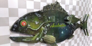 Sculpture titled "Fish №2" by Hakaro, Original Artwork, Metals