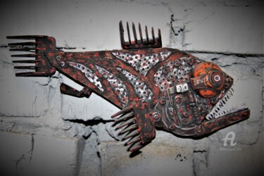 Sculpture titled "Fish №4" by Hakaro, Original Artwork, Metals