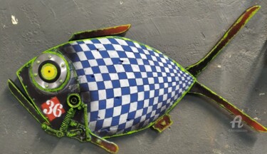 Γλυπτική με τίτλο "Fish №36" από Hakaro, Αυθεντικά έργα τέχνης, Ξύλο