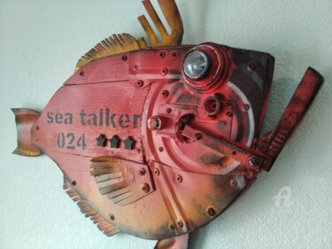 Sculpture intitulée "Рыба № 026 Sea talk…" par Hakaro, Œuvre d'art originale, Bois