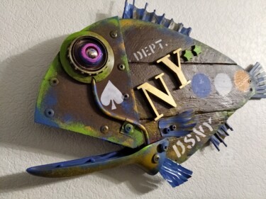 「Рыба DSNY ( New Yor…」というタイトルの彫刻 Hakaroによって, オリジナルのアートワーク, ウッド